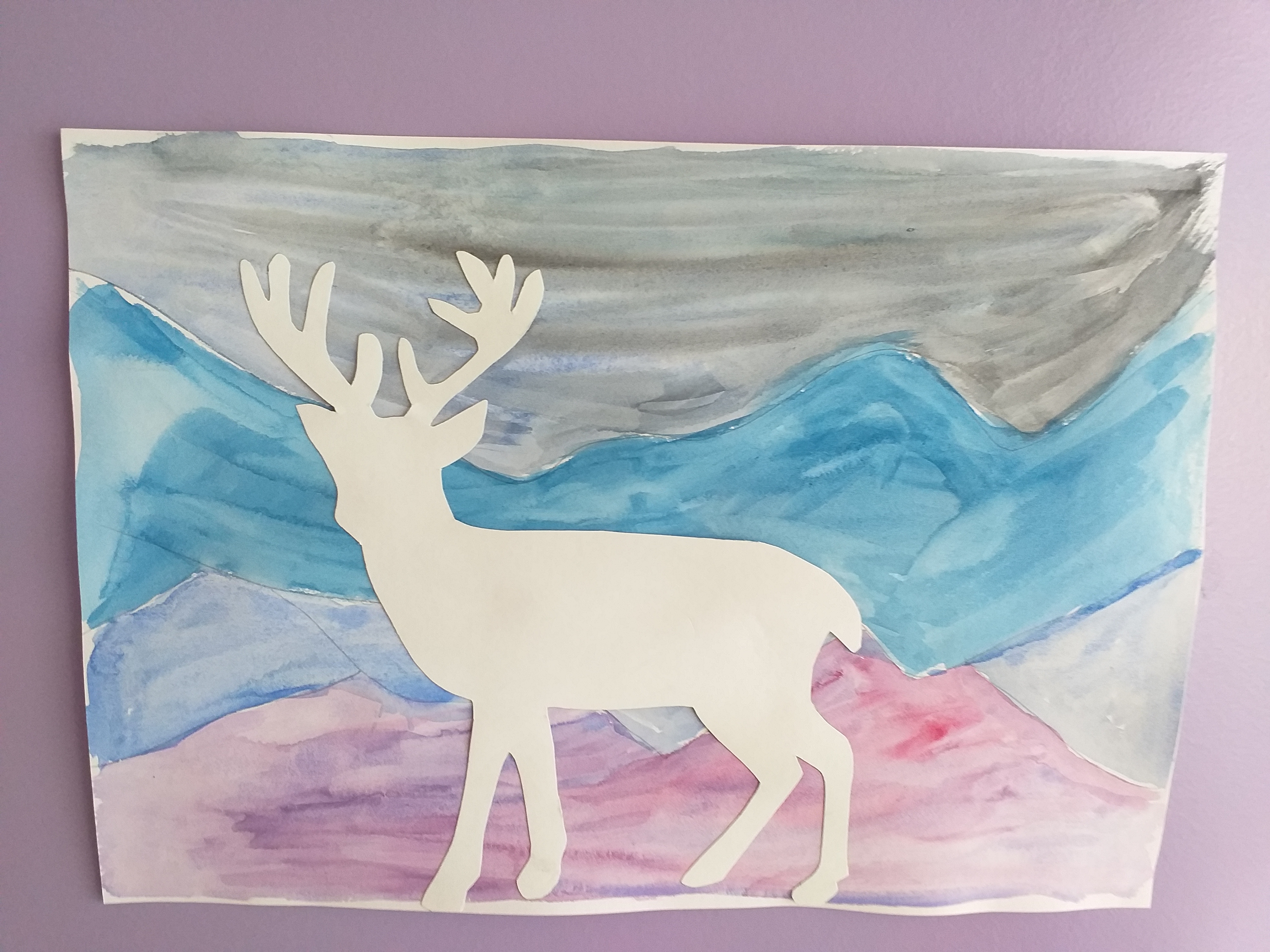 Dessin fait à l&#039;aquarelle représentant un cerf