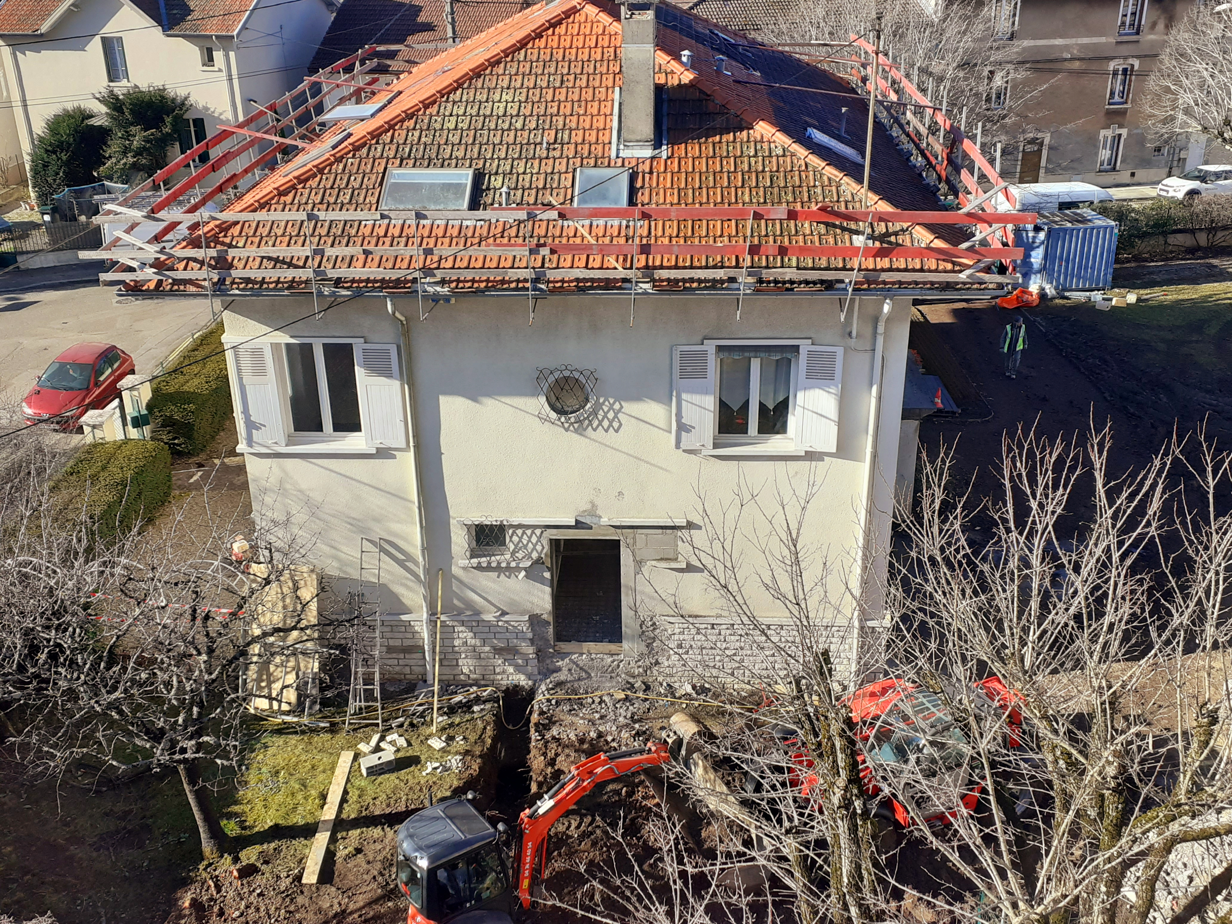 Vue du dessus du bâtiment avant travaux