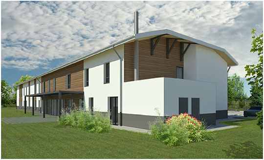 Modélisation d'un projet de construction immobilière géré par le pôle Immobilier d'Alfa3a Plan d'architecture modélisé par ordinateur, il s'agit d'un projet immobilier Alfa3a