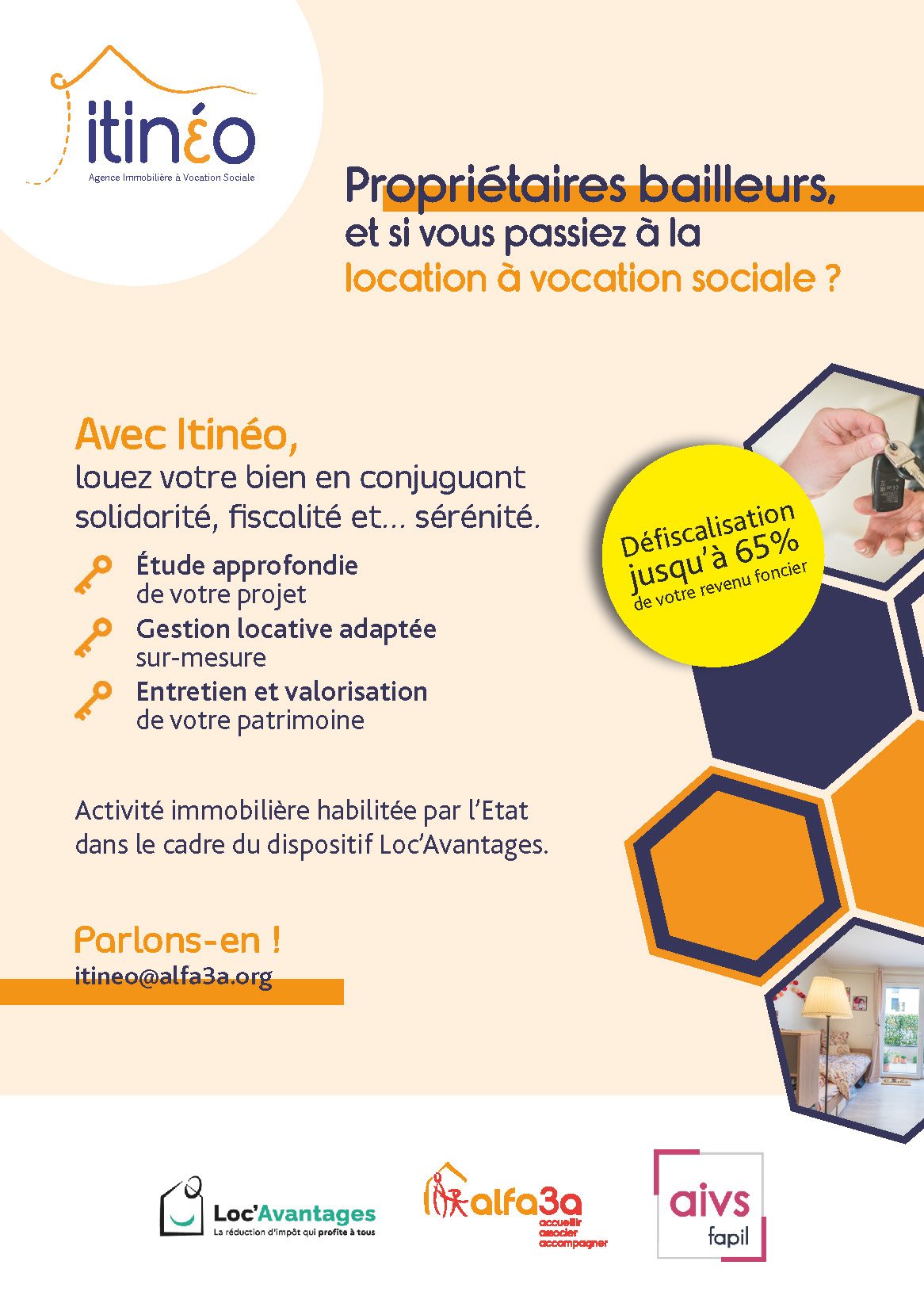 Affiche présentation Itinéo, agence immobilière à vocation sociale 