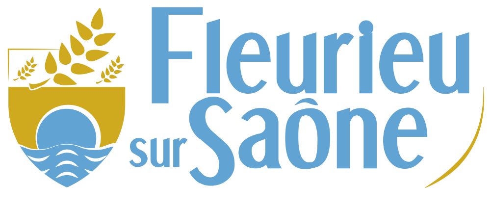 Logo et blason jaune et bleu de la ville de Fleurieu-sur-Saône