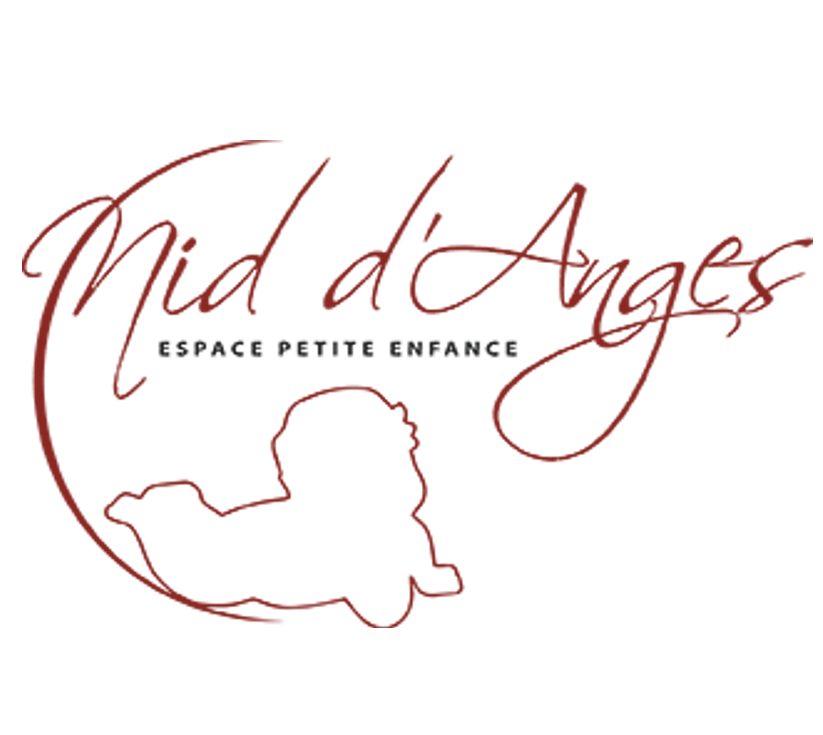 Logo le Nid d'Anges, La silhouette d’un enfant se dessine sous le texte « le Nid d’Anges, espace petite enfance »